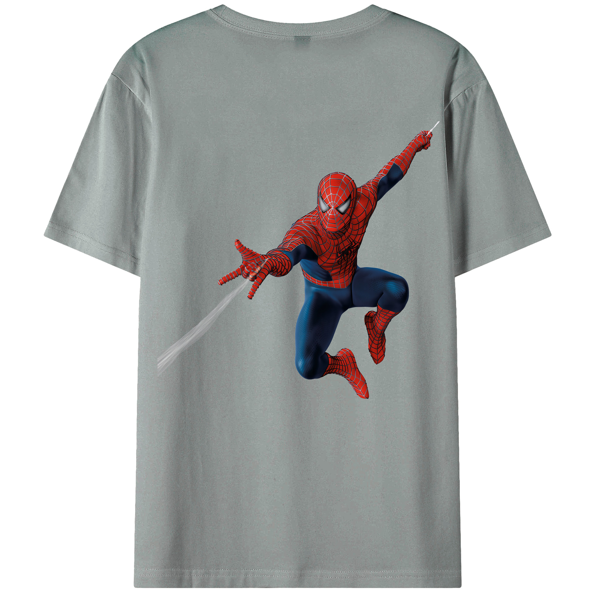 （画像用） Spider Man スパイダーマン 綿100％ メンズ半袖Tシャツ（バックプリント） 通気性